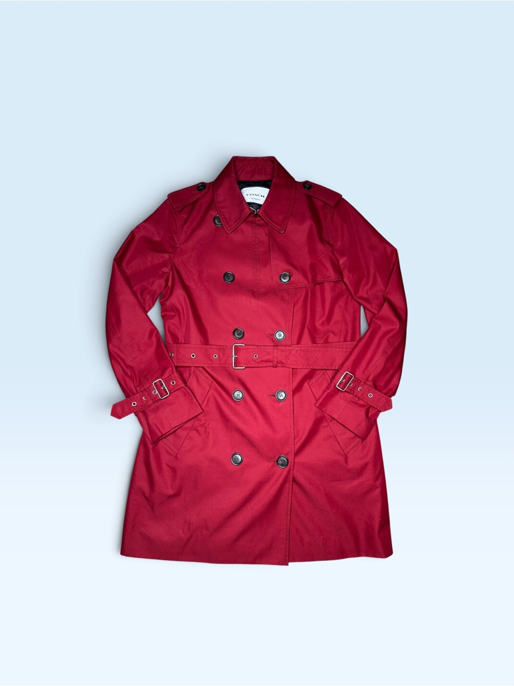 Coach Mid Trench Coat Ruby Red